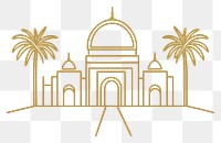 PNG Golden line art mosque architecture illustration minimalist.