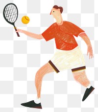 PNG Man playing tennis sports ball illustration.