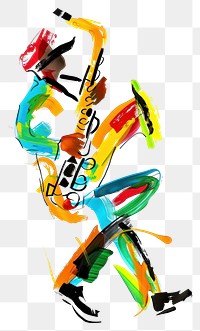 PNG Playing a saxophone illustration music art expression.