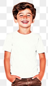 PNG White mockup t shirt happy t-shirt male.