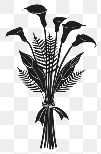 PNG Calla Lilies with Ferns Flower silhouette flowers bouquet.