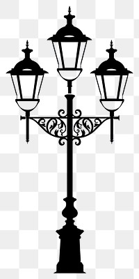 PNG Vintage streetlights silhouette lamp illustration.