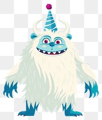 PNG Yeti wearing party hat illustration white yeti.