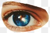 PNG Glitter blue eye galaxy in it human reflection celestial.