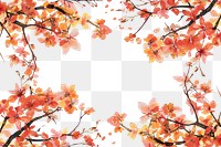 PNG Cherry blossoms flowers autumn border.