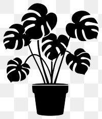 PNG Potted plant with monstera silhouette potted black.