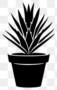 PNG Potted plant with agave silhouette potted black.