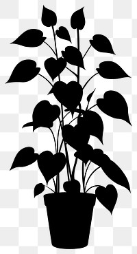 PNG Potted plant with pothos silhouette potted leaves.