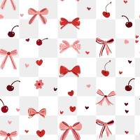 PNG Pink and red Coquette Bows with flower pattern background cherry.