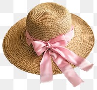 PNG Coquette gardener hat ribbon straw pink.