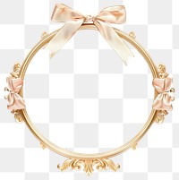 PNG Coquette gold ribbon frame photo round photography.