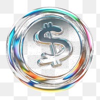 PNG Dollar coin symbol reflection financial.