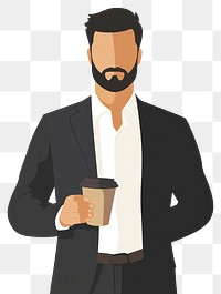 PNG Businessman holding coffee illustration businessman minimalist.