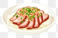 PNG Pork leg rice illustration food meal.