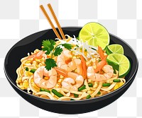 PNG Pad Thai with Fresh Shrimp illustration transparent chopsticks.