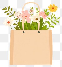 PNG Paper bag for flowers illustration art eco-friendly.