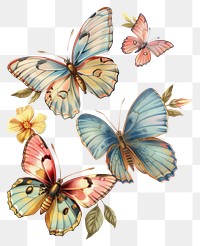 PNG Colorful butterfly collage cutout art illustration painting.