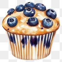 PNG Blueberry muffin dessert illustration watercolor.