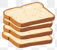 PNG A stack of slice of breads illustration white food.