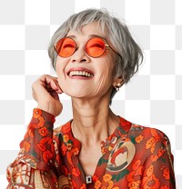 PNG Asian middle age woman fashion happy smile.