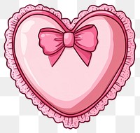 PNG A pink heart-shaped pillow with lace trim and pink bow illustration cute decoration.