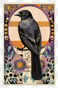 PNG A gothic vector illustration of an isolated tarot card vibrant bird art.