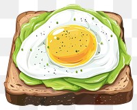 PNG Avocado toast with poached egg illustration food breakfast.