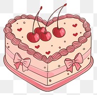 PNG A pink and red heart-shaped vintage cake illustration decoration cherries.