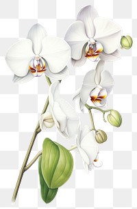 PNG White Orchid branch orchid illustration botanical.