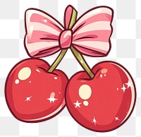 PNG A pair of red cherries with girly ribbon bow cherry illustration cartoon.