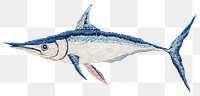 PNG Swordfish embroidery style decorative needlework stitching.