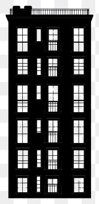 PNG American apartment architecture silhouette building.