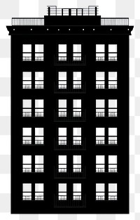 PNG American apartment architecture illustration silhouette.