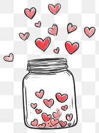 PNG Tiny red hearts floating in the air jar illustration design.