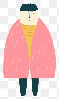 PNG Person with pink coat standing cartoon simple style.