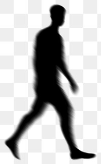 PNG Shadow of man walking silhouette blur illustration.