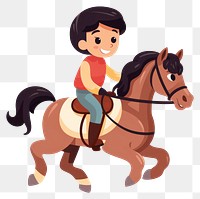 PNG Boy riding a horse art illustration cartoon.