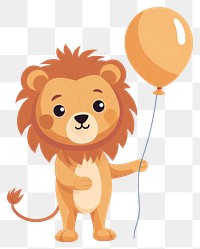 PNG Lion holding balloon illustration animal cute.