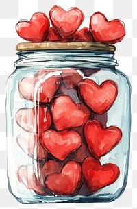 PNG Jar watercolor heart cute.