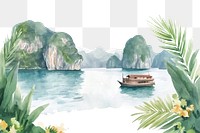 PNG Ha Long Bay waters illustration watercolor.