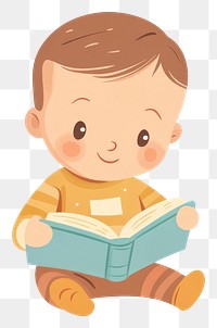 PNG Baby reading book illustration children's education.