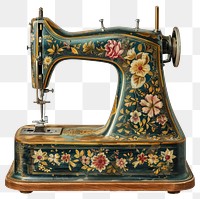 PNG Oil painting of a sewing machine vintage illustration decorative.