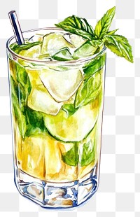 PNG An mojito illustration watercolor beverage.