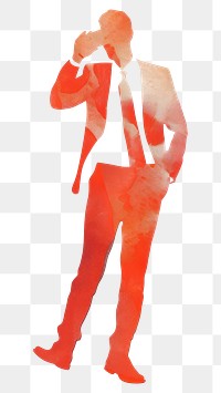 PNG Businessman using phone illustration suit red.