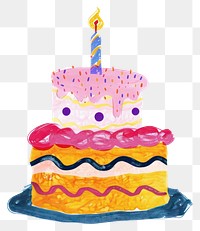 PNG Cute birthday cake illustration whimsical dessert celebration.