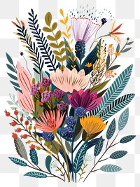 PNG Individual bouquet floral flower illustration colorful.