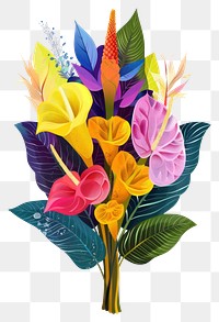 PNG Individual bouquet floral flowers illustration background.