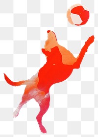 PNG Dog playing with ball illustration football abstract.