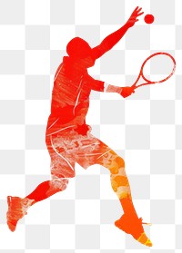 PNG Man playing tennis illustration sports silhouette.