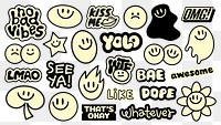 PNG Playful emoji sticker collection on transparent background